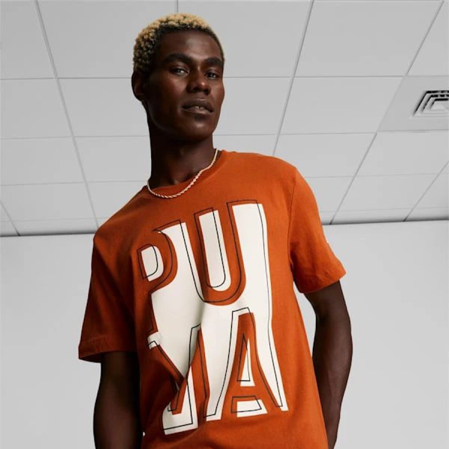 Clothing * | Puma Outside The Box Men'S Logo Tee Warm Chestnut