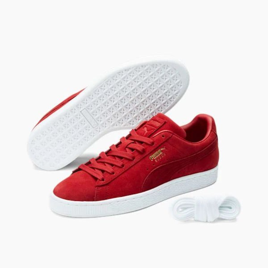 Shoes * | Suede Classic Tones Men'S Sneakers Tango Red -Puma Team Gold