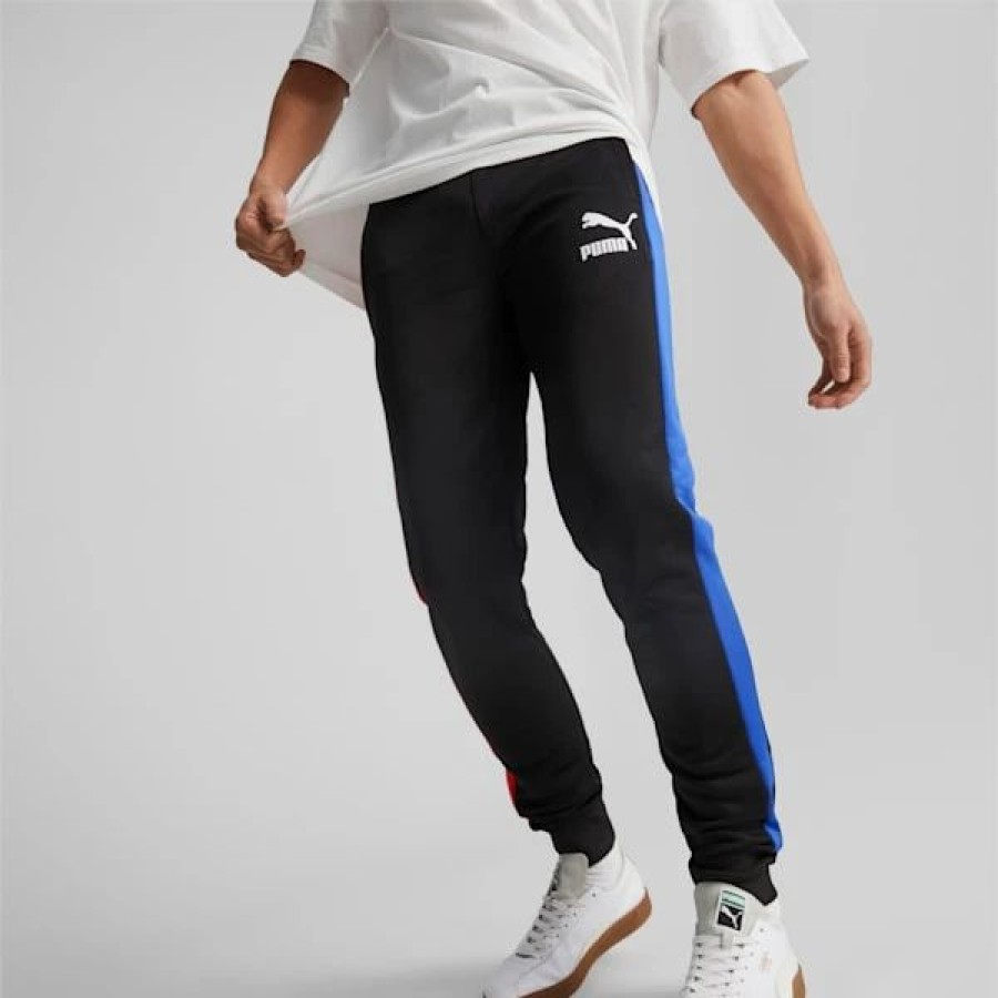 Clothing * | Iconic T7 Men'S Track Pants Puma Black-Royal Sapphire