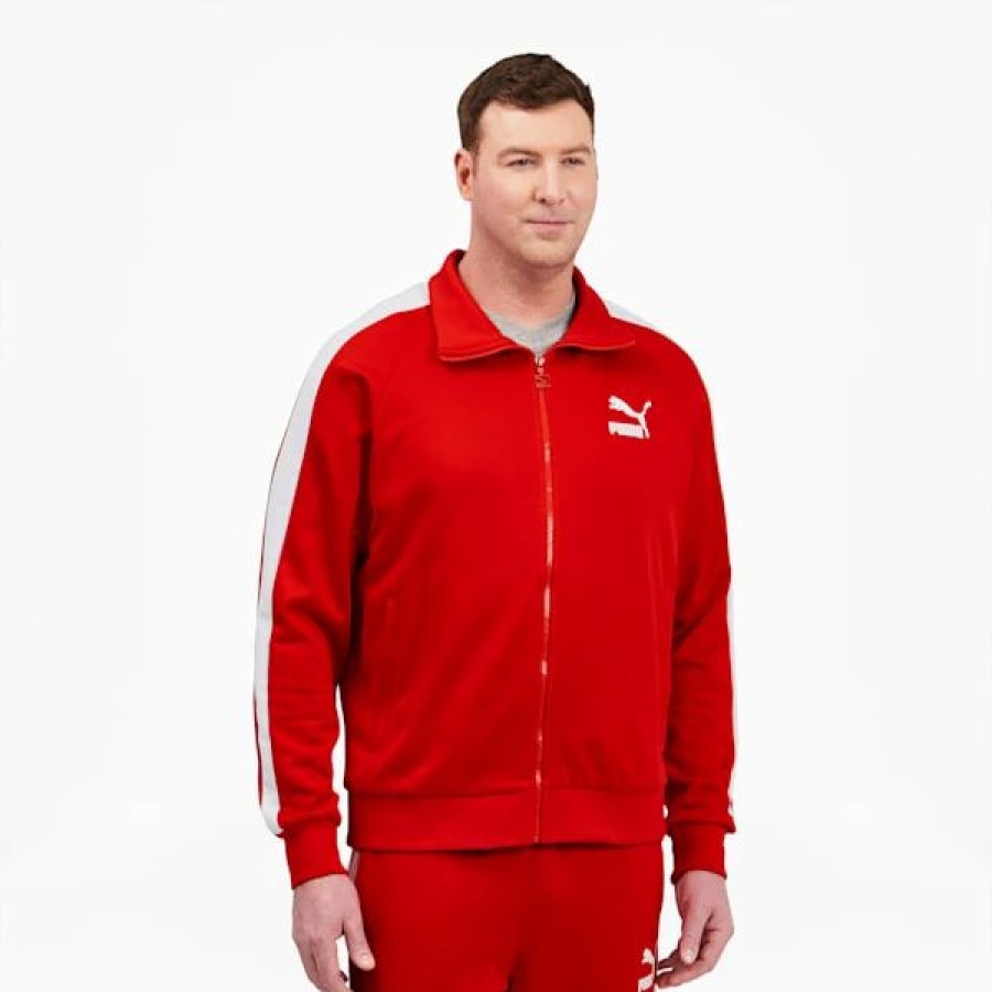 Clothing * | Iconic T7 Men'S Track Jacket Bt High Risk Red-Puma White