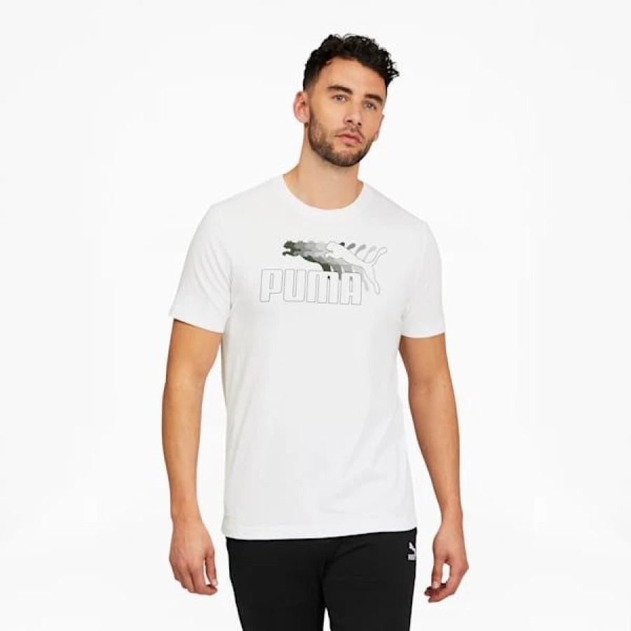 Clothing * | Logo Repeat Graphic Men'S Tee Puma White