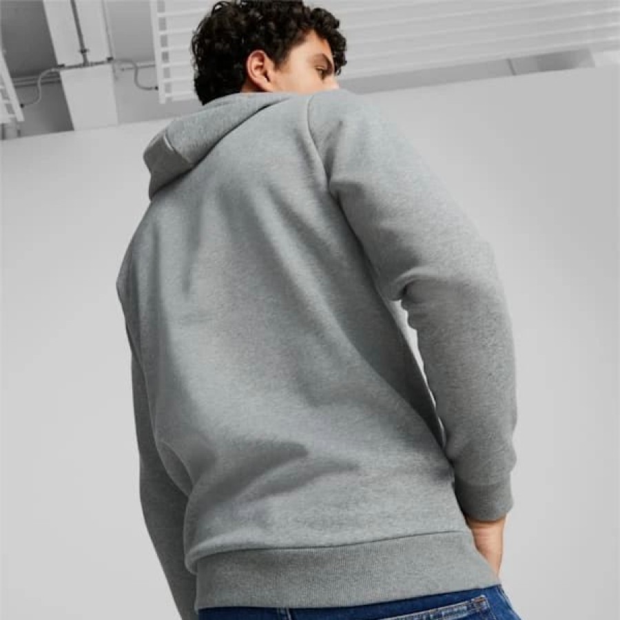 Clothing * | Puma Essentials+ Big Logo Men'S Hoodie Medium Gray Heather