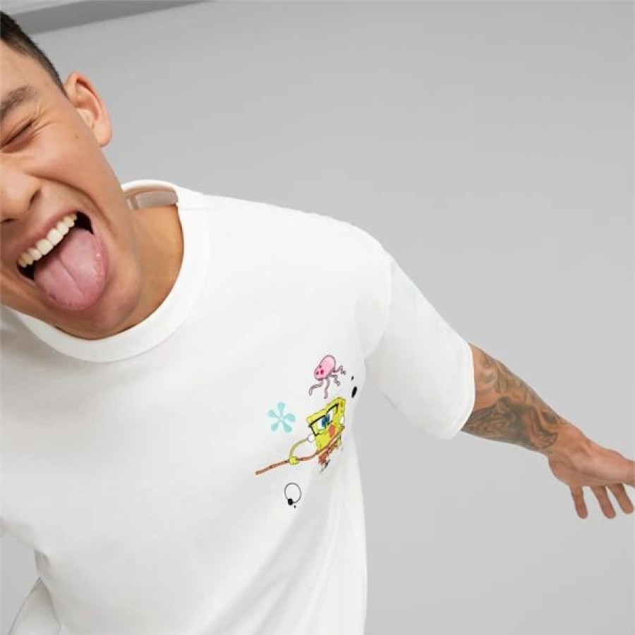 Clothing * | Puma X Spongebob Men'S Graphic Tee Puma White : Sold Out