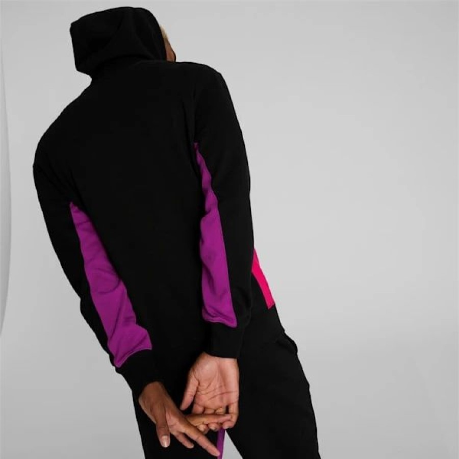 Clothing * | Puma Ski Club Men'S Color Block Hoodie Cotton Black