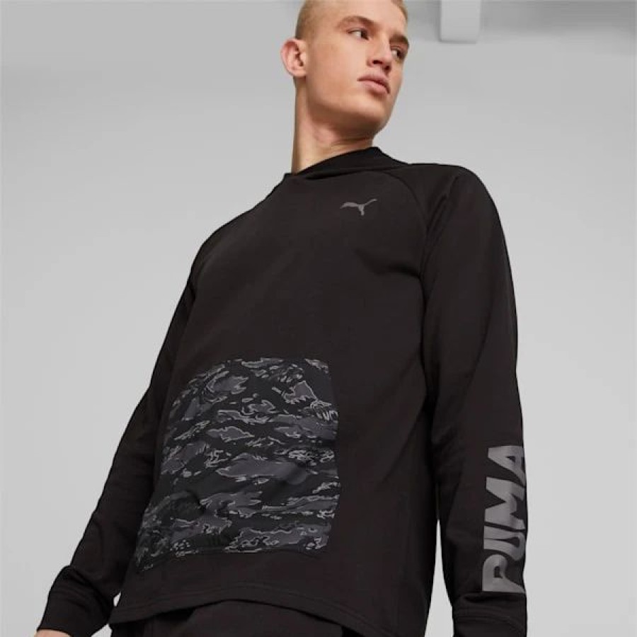 Sports * | Train Concept Printed Men'S Training Hoodie Puma Black