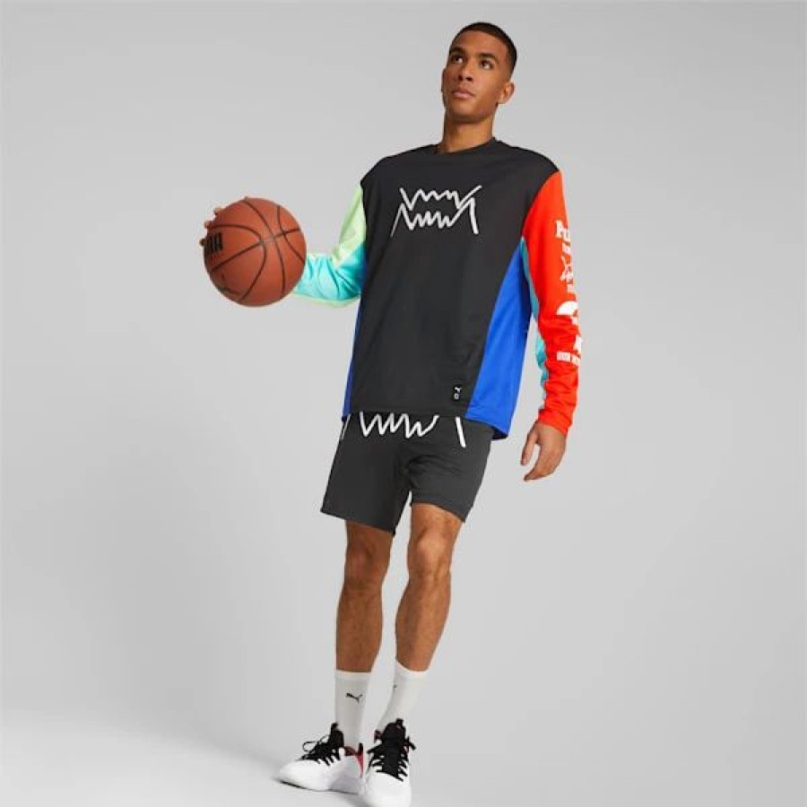 Sports * | Inside Cut Men'S Long Sleeve Basketball Tee Puma Black