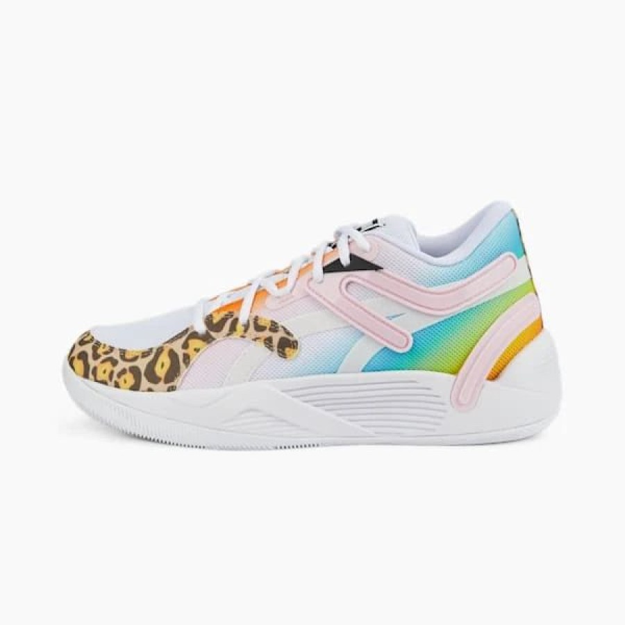 Shoes * | Puma Trc Blaze Court Unisex Basketball Sneakers Elektro Aqua-Pink Lady