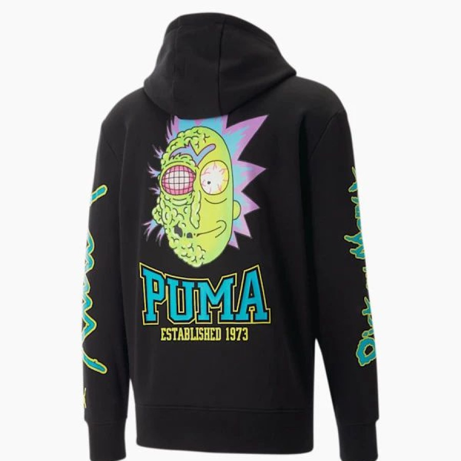 Sports * | Puma X Rick And Morty Full-Zip Men'S Basketball Hoodie Puma Black : Sold Out