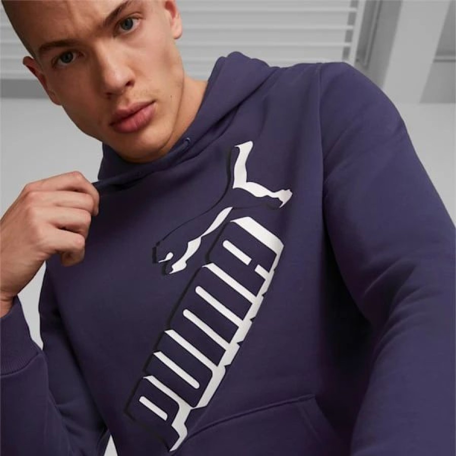 Clothing * | Puma Essentials+ Big Logo Men'S Hoodie Peacoat