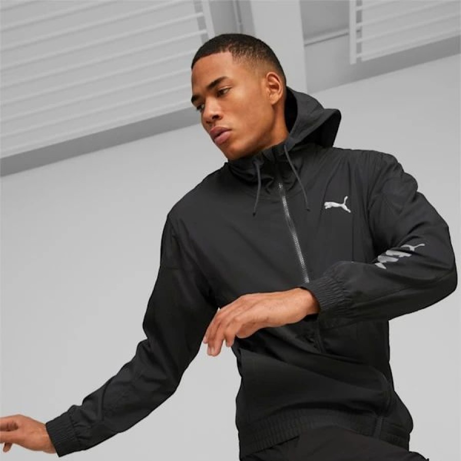 Clothing * | Puma Fit Wovenmen'S Training Jacket Puma Black-Cool Dark Gray