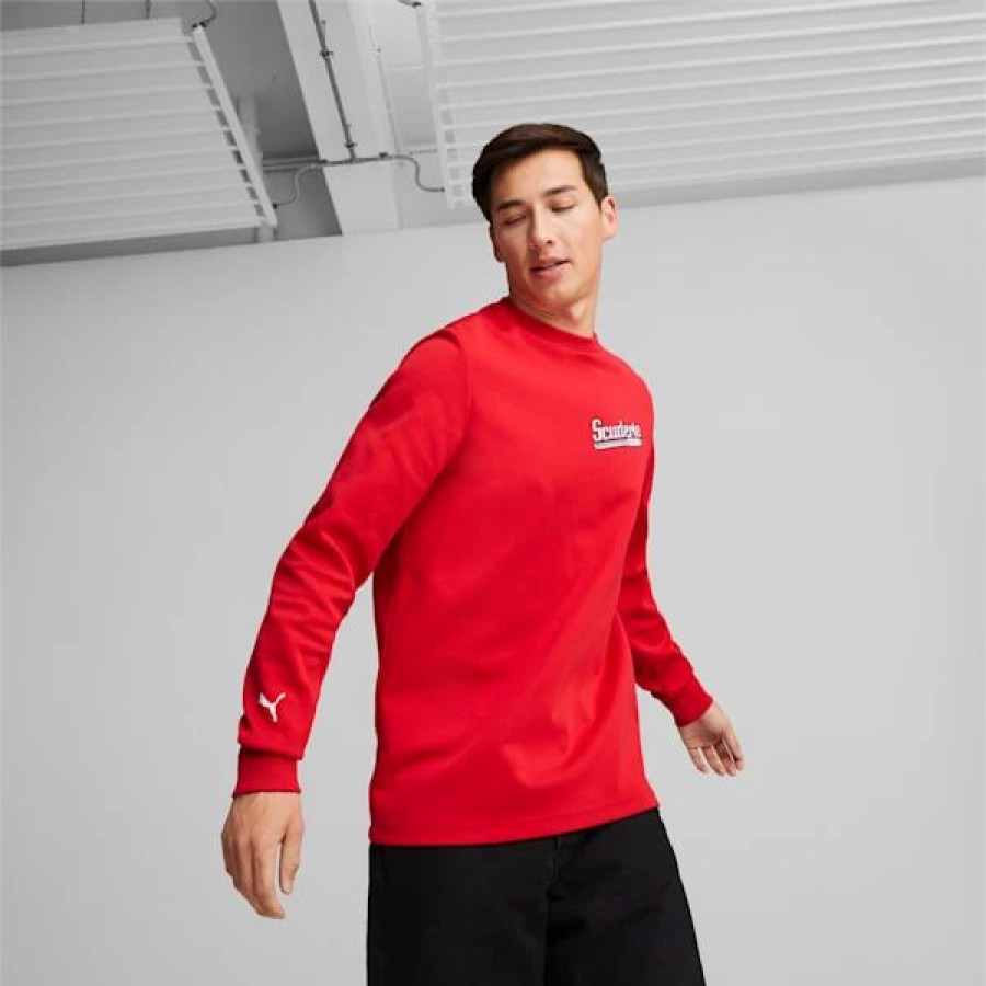 Clothing * | Puma Scuderia Ferrari Race Men'S Graphic Crew Neck Sweatshirt Rosso Corsa