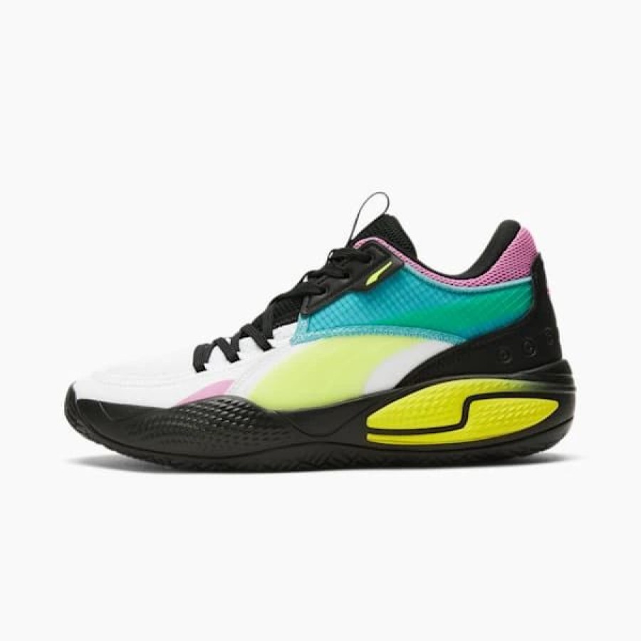 Shoes * | Court Rider Swxp Basketball Shoes Puma White-Yellow Alert