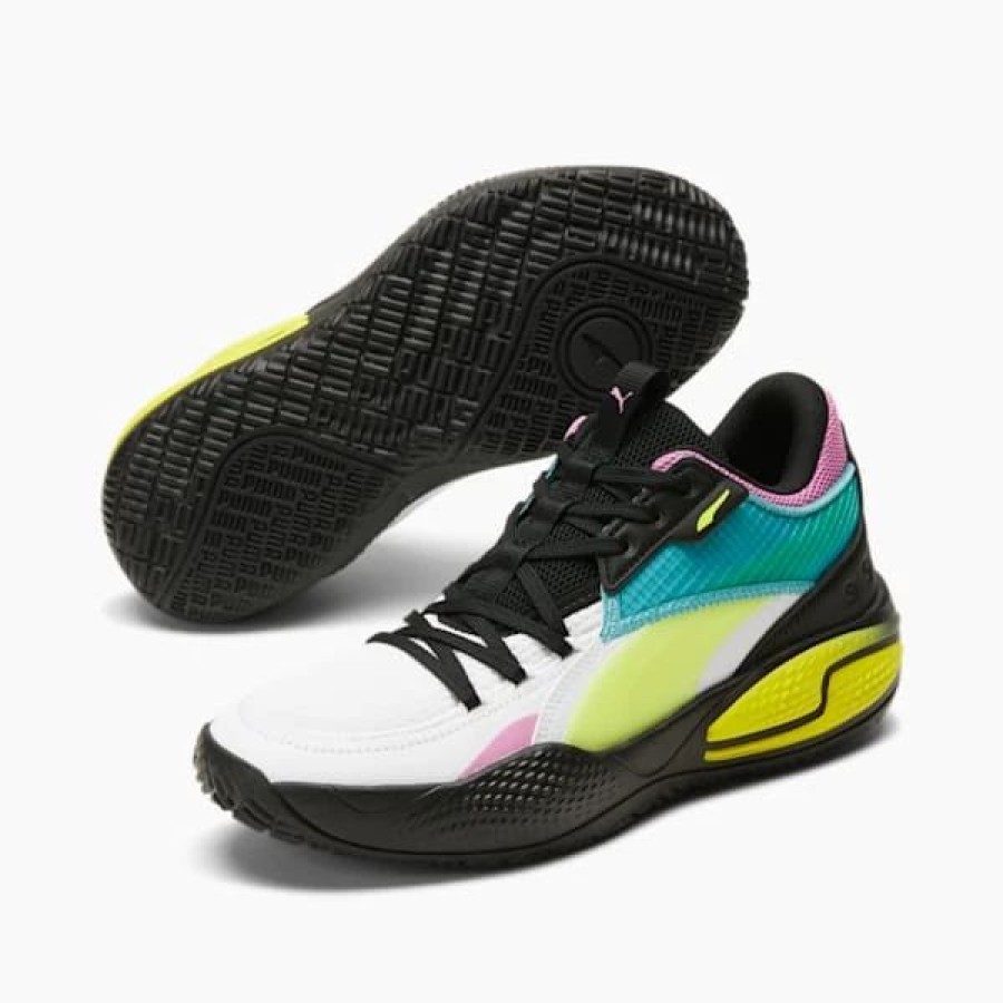 Shoes * | Court Rider Swxp Basketball Shoes Puma White-Yellow Alert