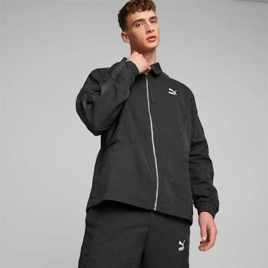 Clothing * | Luxe Sport T7 Printed Jacket Men Puma Black