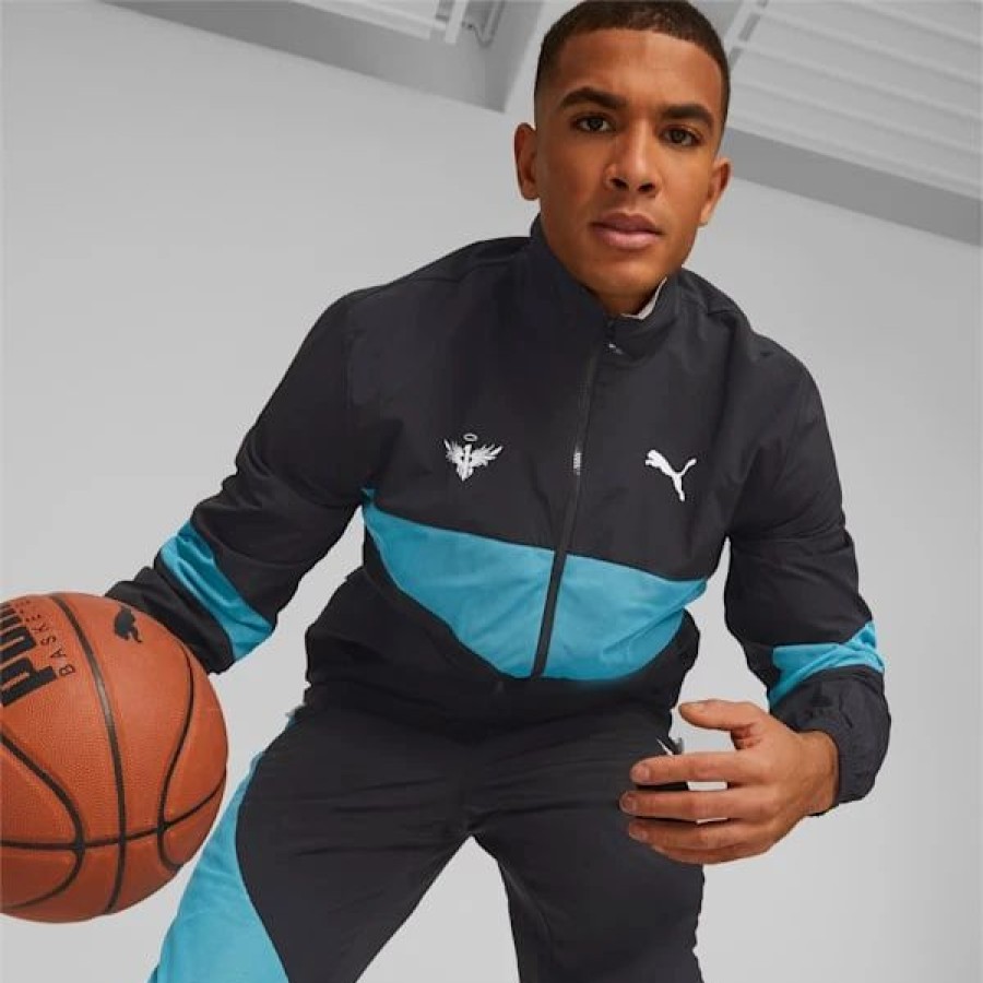 Sports * | Puma X Lamelo Ball Clyde Men'S Basketball Jacket Puma Black-Sunset Glow