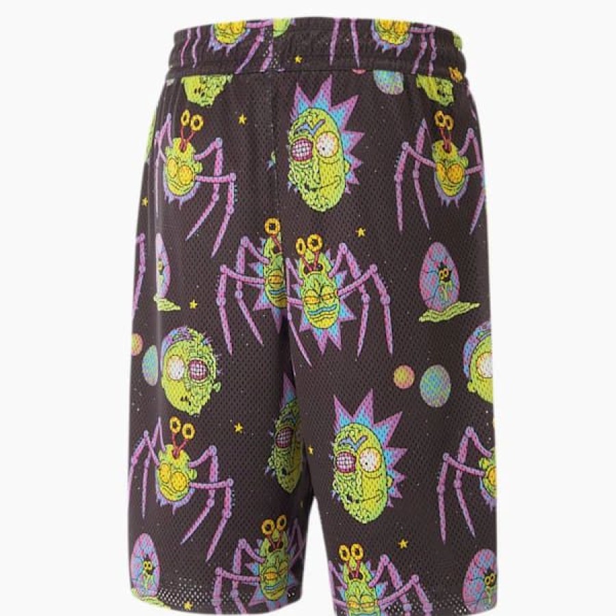 Sports * | Puma X Rick And Morty Men'S Printed Basketball Shorts Puma Black : Sold Out