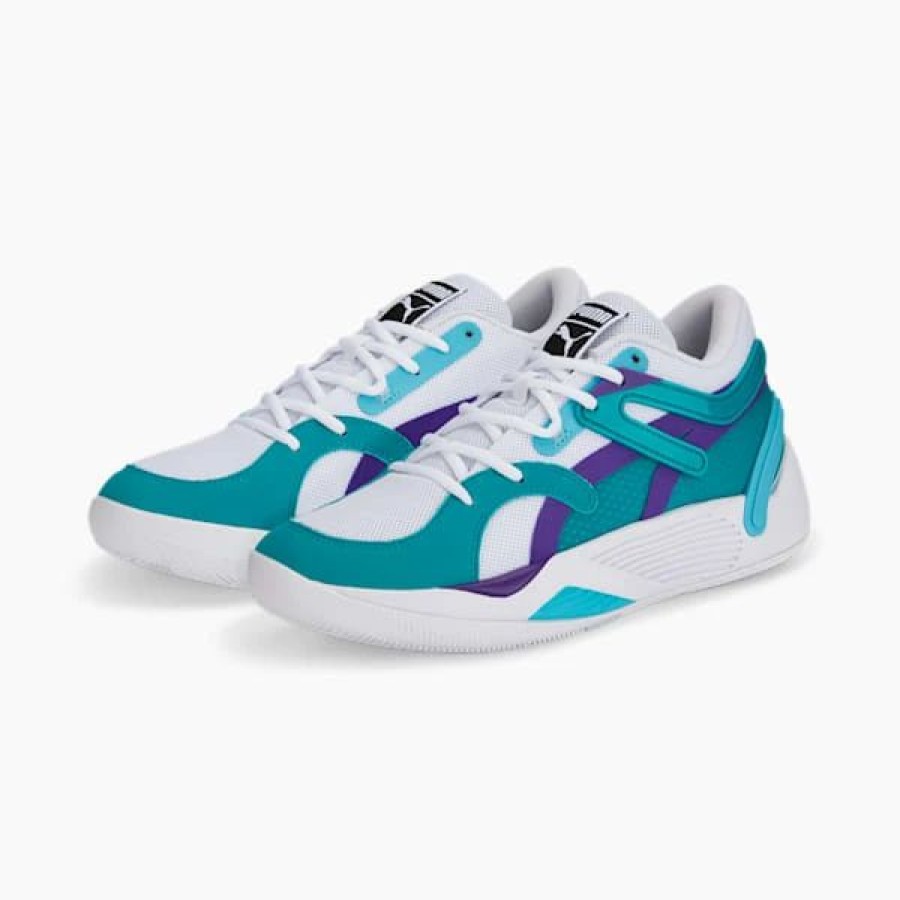 Shoes * | Trc Blaze Court Basketball Shoes Puma White-Deep Aqua