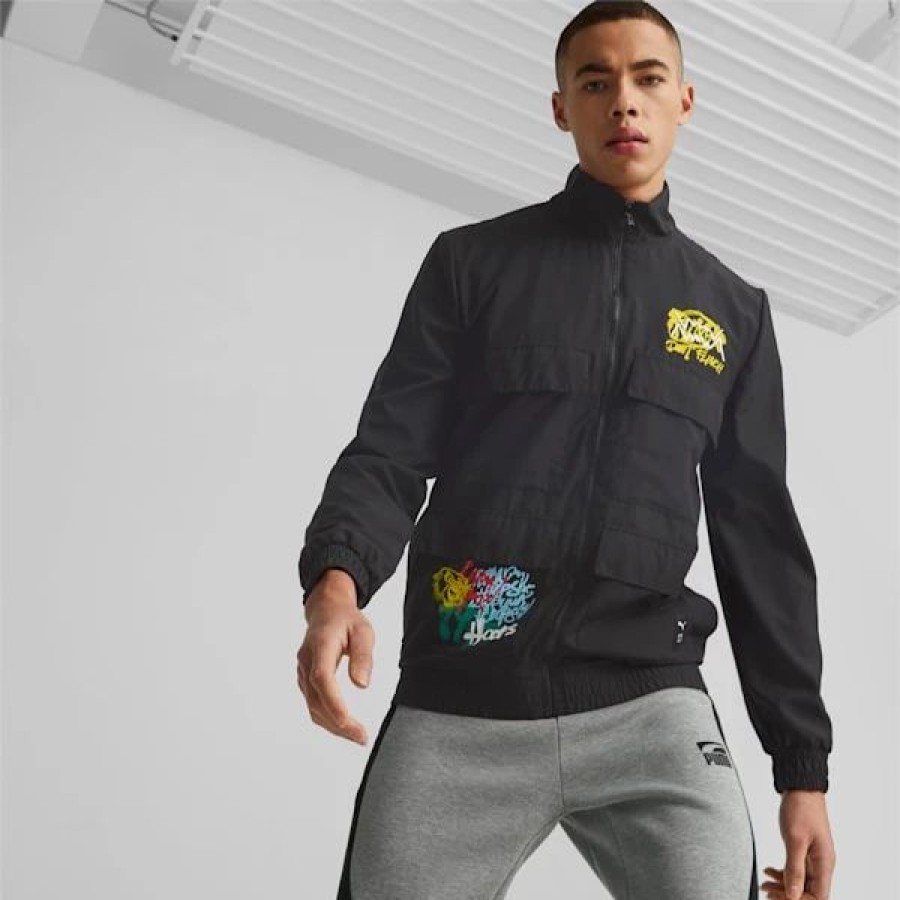 Sports * | Keep It Trill Men'S Basketball Jacket Puma Black