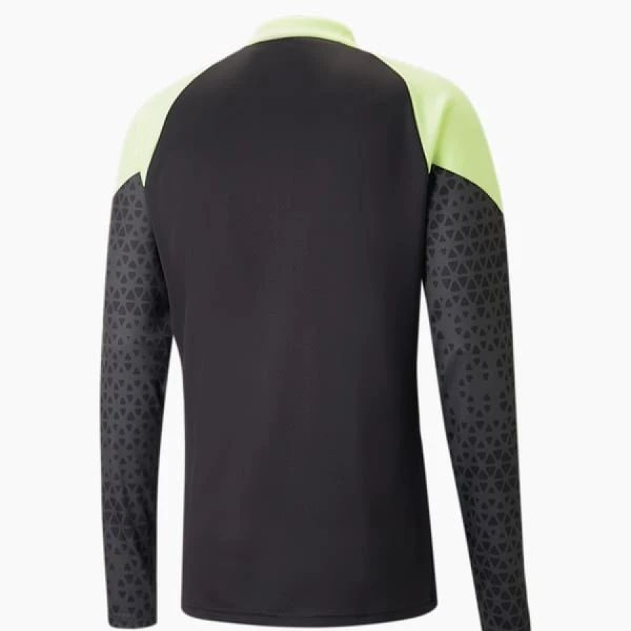 Sports * | Individualcup Men'S Quarter-Zip Soccer Top Puma Black-Fast Yellow