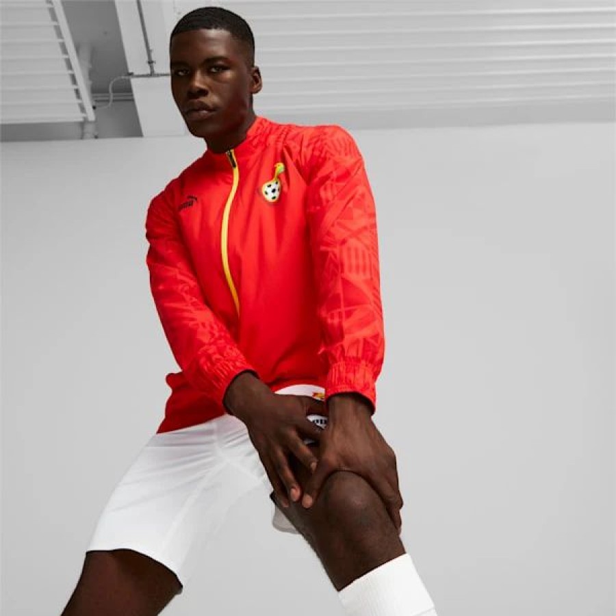 Sports * | Ghana Soccer Men'S Prematch Jacket Puma Red-Puma Black