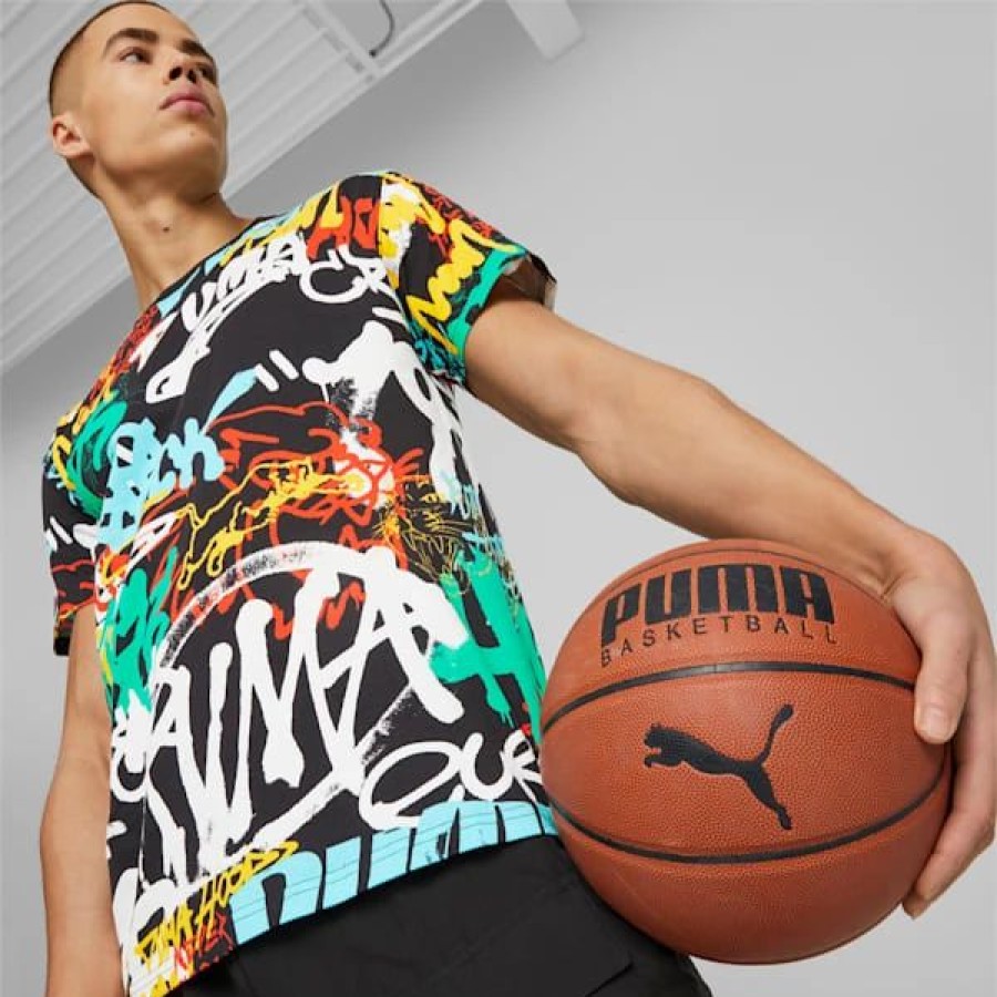 Sports * | Graffiti Block Party Men'S Basketball Tee Puma Black-Multi Print