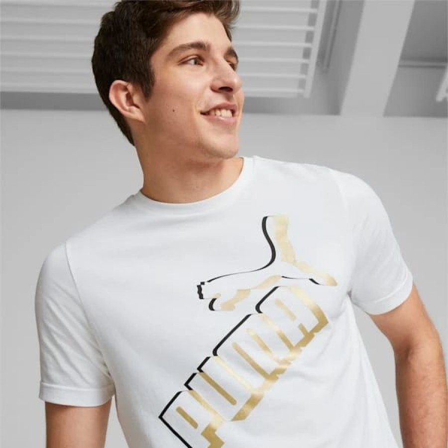 Clothing * | Essentials+ Men'S Big Logo Tee Puma White