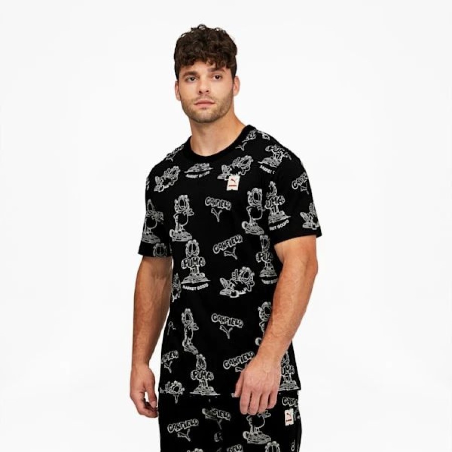 Clothing * | Puma X Garfield Printed Men'S Tee Puma Black : Sold Out