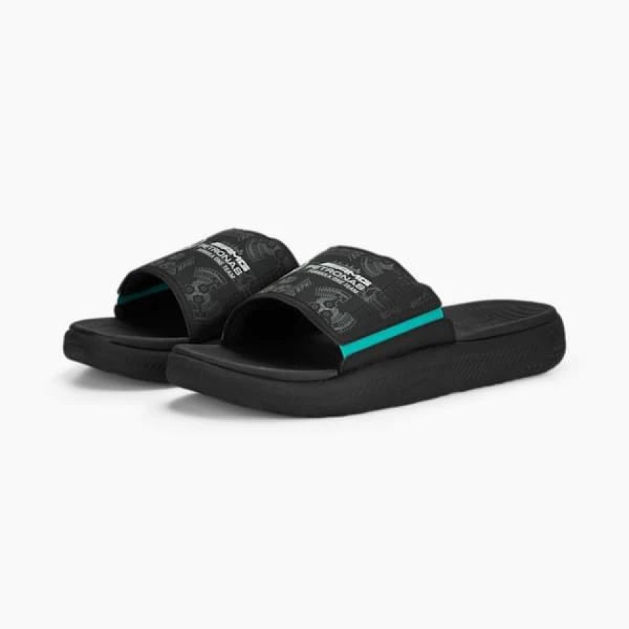 Shoes * | Mercedes-Amg Petronas Motorsport Softride Motorsport Slides Puma Black-Spectra Green