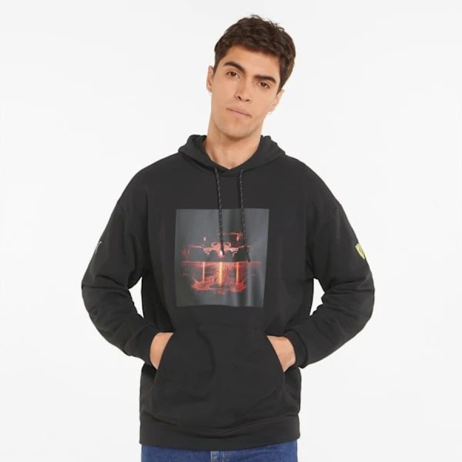 Sports * | Scuderia Ferrari Nightride Men'S Hoodie Puma Black