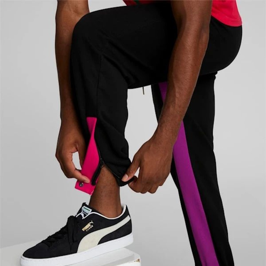 Clothing * | Puma Ski Club Men'S Color Block Sweatpants Cotton Black