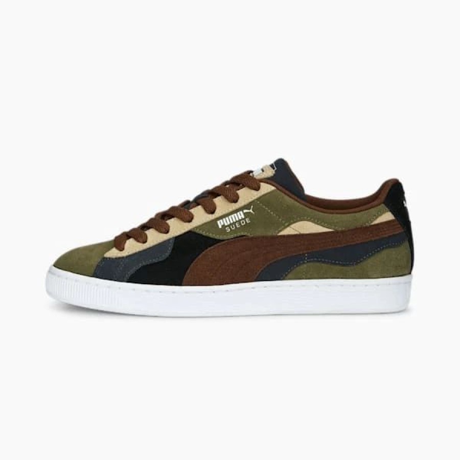 Shoes * | Suede Camowave Men'S Sneakers Puma Olive-Chestnut Brown-Shadow Gray