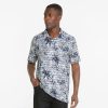 Sports * | Puma Cloudspun Tropic Leaves Men'S Golf Polo Shirt Quiet Shade-Navy Blazer