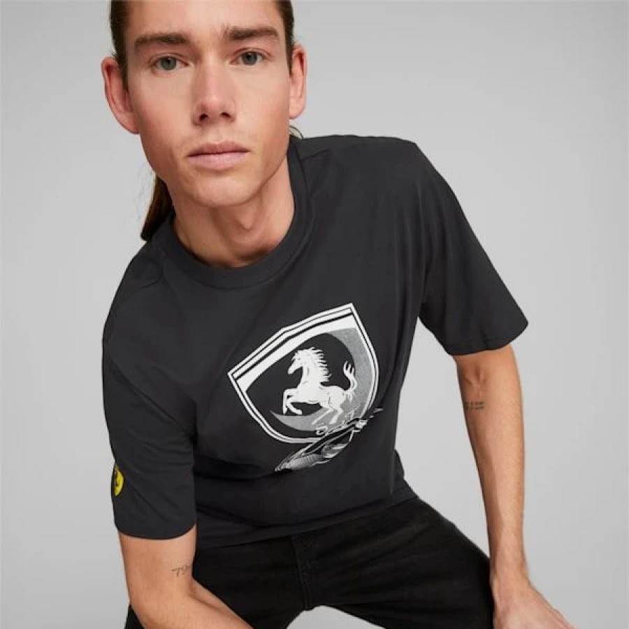 Clothing * | Scuderia Ferrari Race Big Shield Men'S Tonal Tee Puma Black