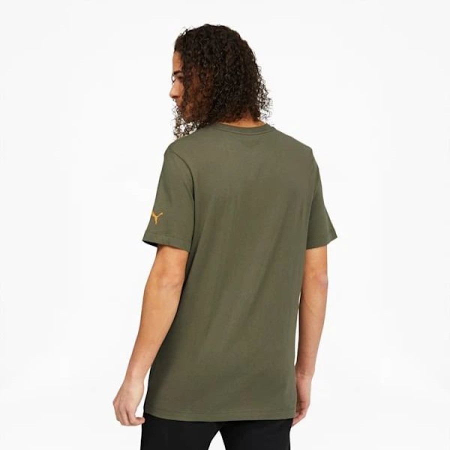 Clothing * | Puma Cat Retro Lines Men'S Graphic Tee Dark Green Moss