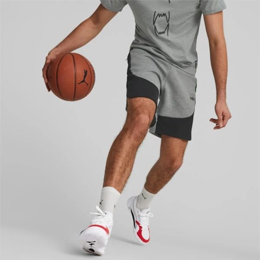 Sports * | Dime Men'S Basketball Shorts Medium Gray Heather-Puma Black