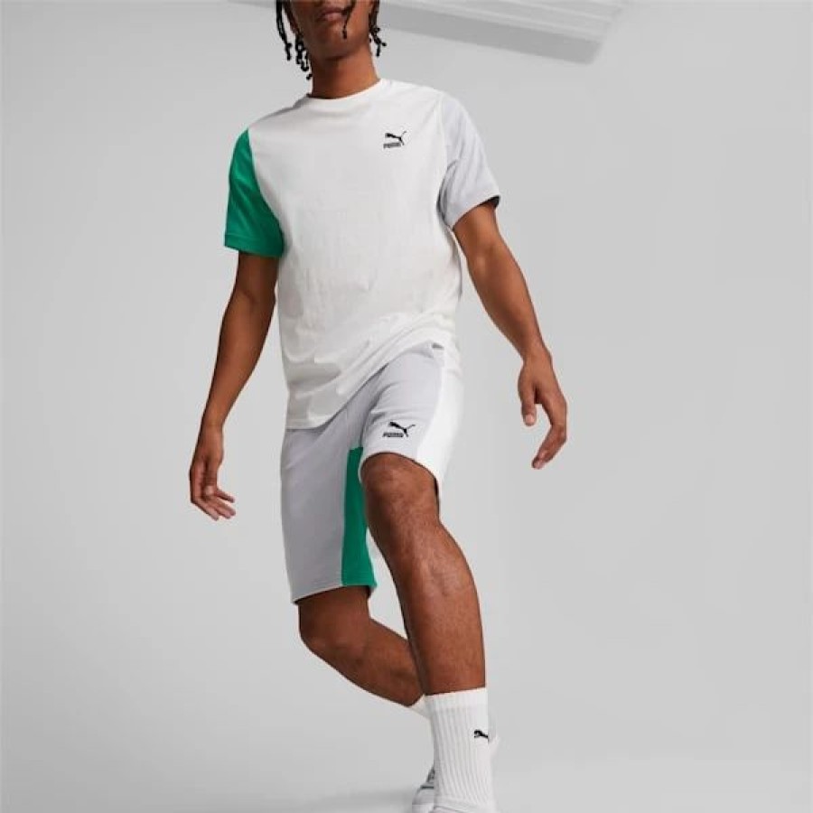 Clothing * | Classics Block 8 Men'S Shorts Platinum Gray-Puma White