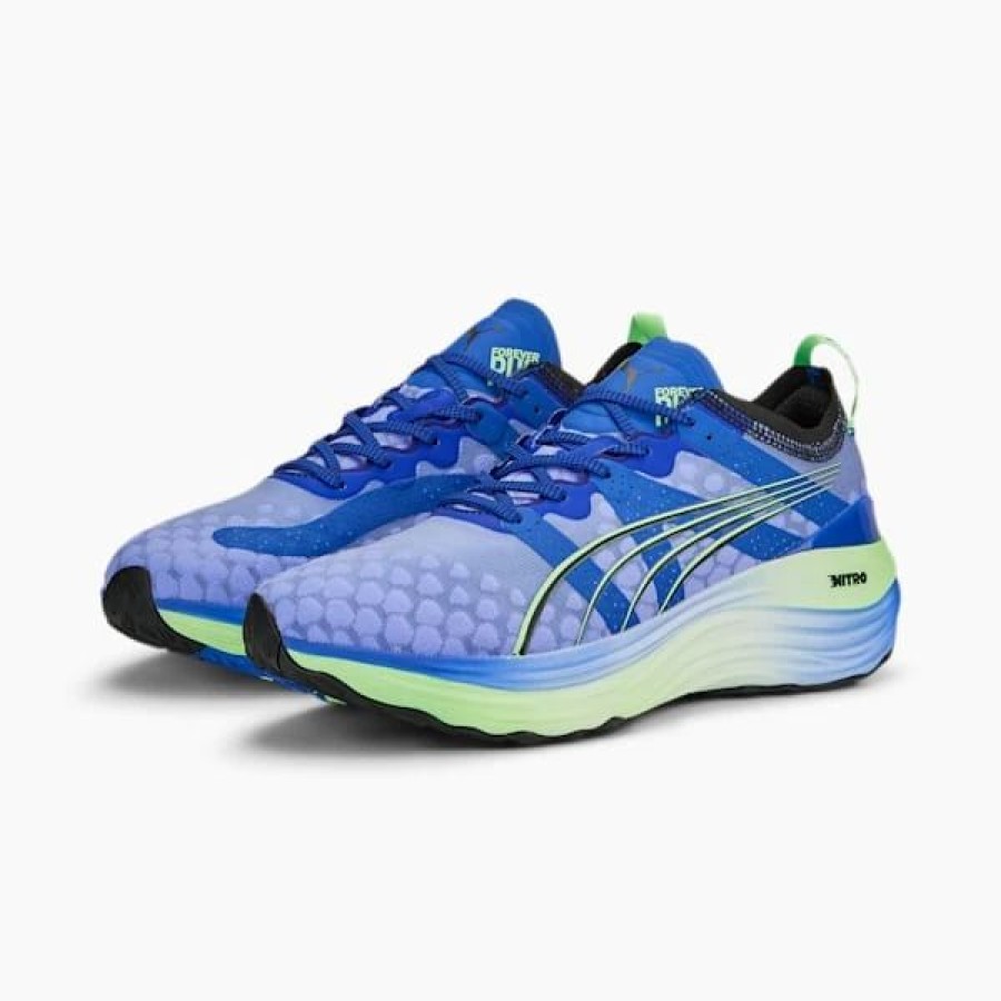 Shoes * | Puma Foreverrun Nitro Men'S Running Shoes Royal Sapphire-Fizzy Lime