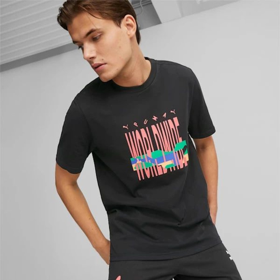 Clothing * | Puma Worldwide Men'S Graphic Tee Puma Black