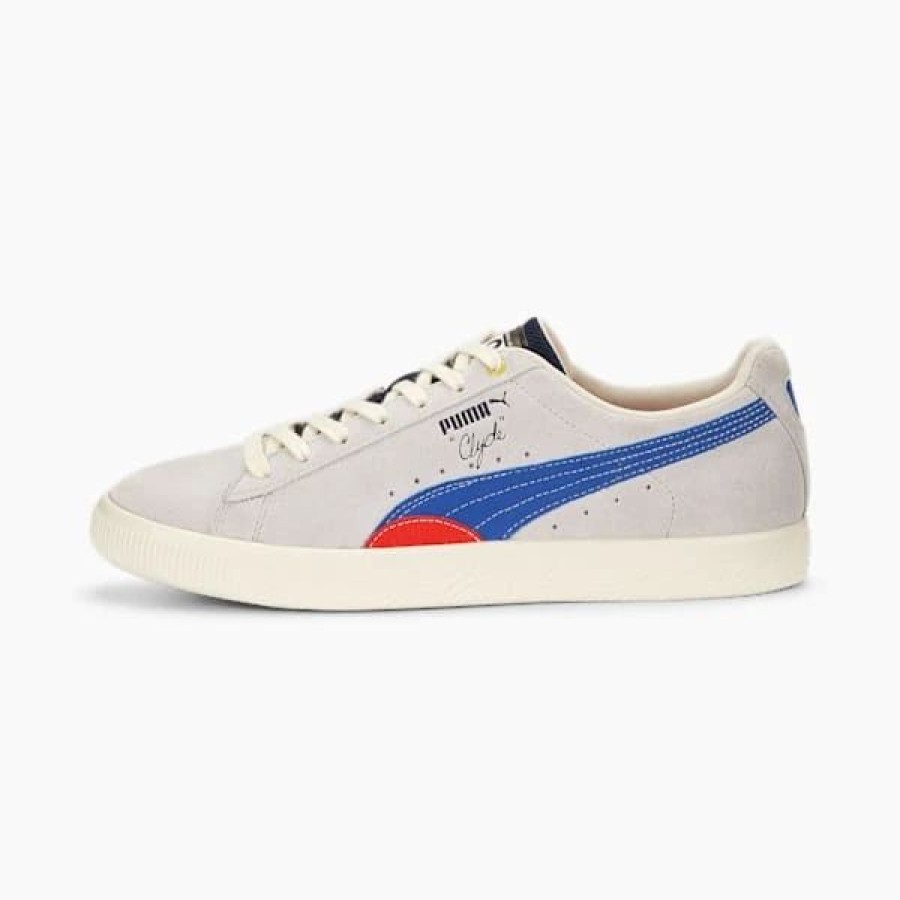 Shoes * | Puma Clyde Track Meet Men'S Sneakers Glacial Gray-Royal Sapphire-Frosted Ivory