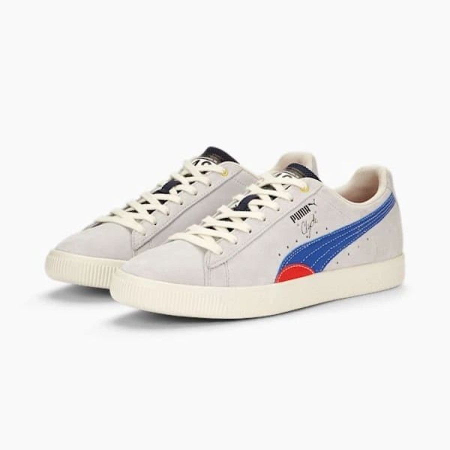 Shoes * | Puma Clyde Track Meet Men'S Sneakers Glacial Gray-Royal Sapphire-Frosted Ivory