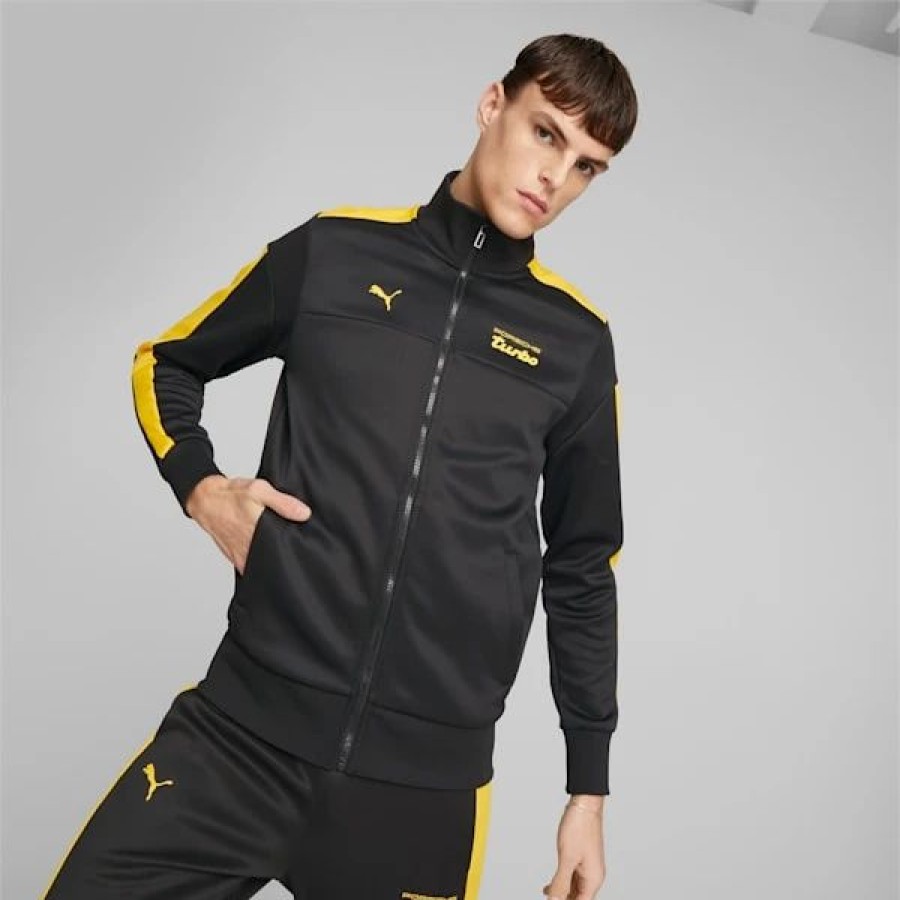 Sports * | Porsche Legacy Mt7 Men'S Track Jacket Puma Black-Lemon Chrome