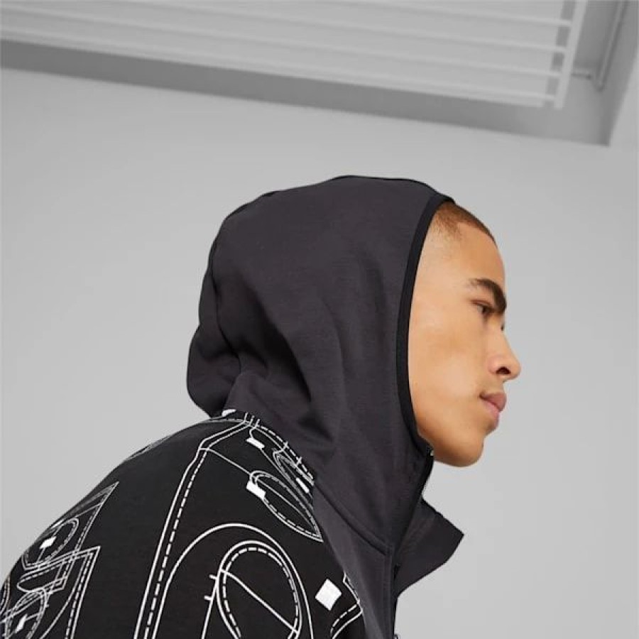 Clothing * | Mvp Dime Men'S Basketball Jacket Puma Black-Aop