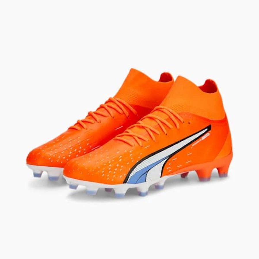 Shoes * | Ultra Pro Fg/Ag Men'S Soccer Cleats Ultra Orange-Puma White-Blue Glimmer