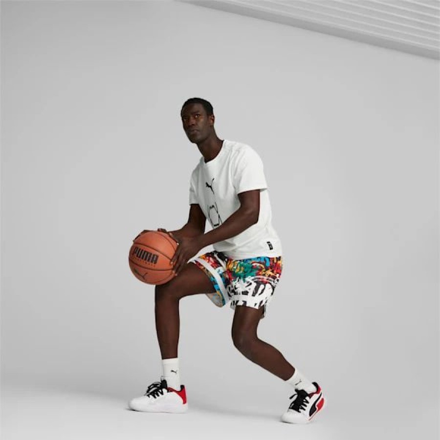 Sports * | Graffiti Men'S Basketball Shorts Puma Black-Multi Print