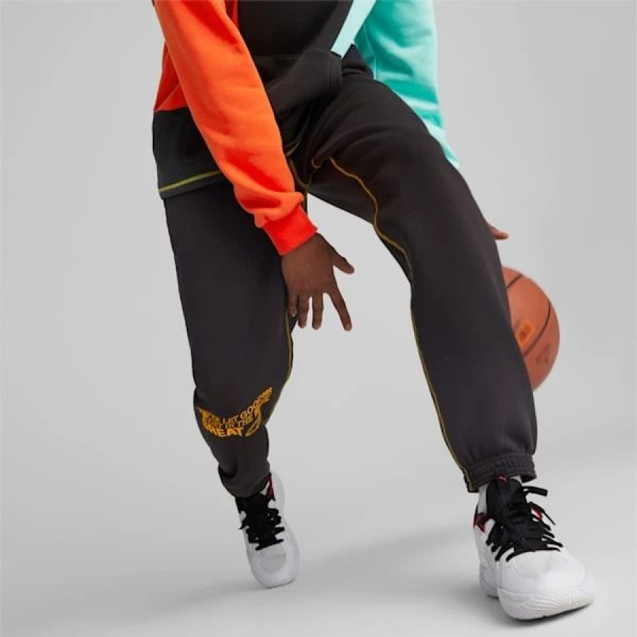 Sports * | In The Paint Men'S Basketball Sweatpants Puma Black