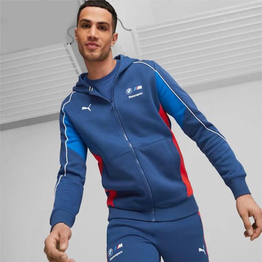 Sports * | Puma Bmw M Motorsport Men'S Hooded Sweat Jacket Pro Blue-M Color