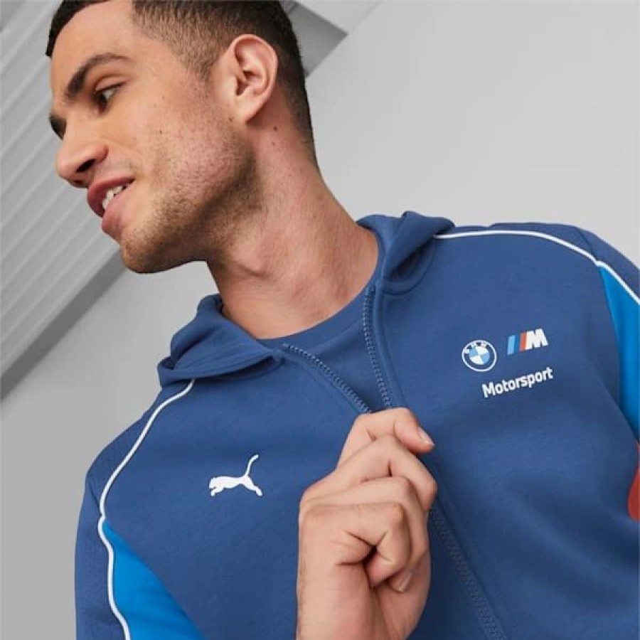 Sports * | Puma Bmw M Motorsport Men'S Hooded Sweat Jacket Pro Blue-M Color