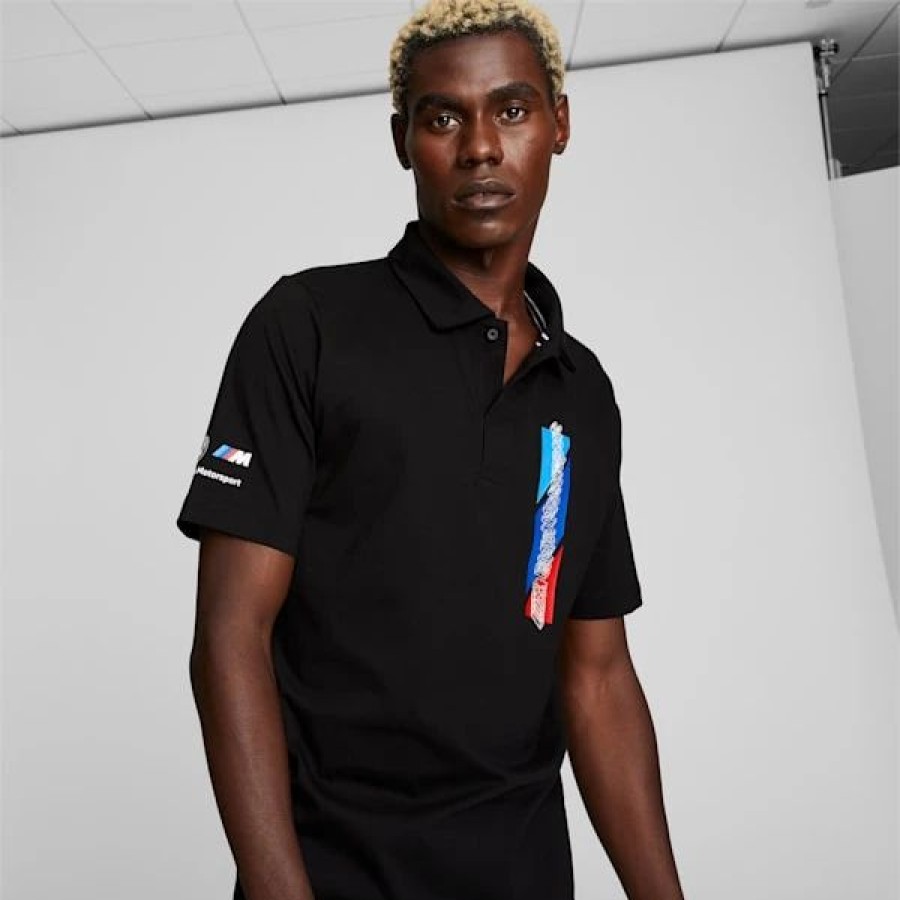 Sports * | Bmw M Motorsport Graphic Men'S Polo Shirt Puma Black