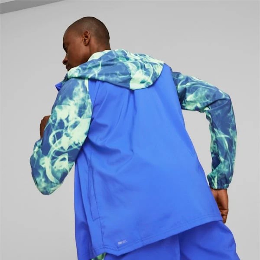 Clothing * | Puma Run Favorite Men'S Printed Woven Jacket Royal Sapphire-Aop