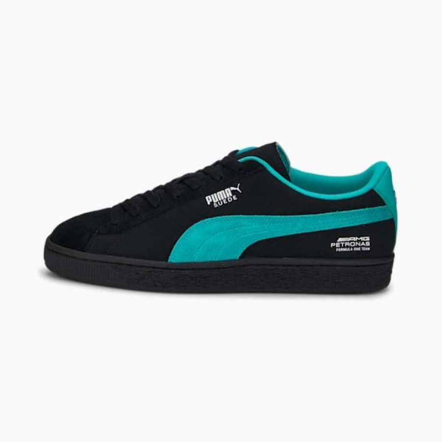 Shoes * | Mercedes F1 Suede Motorsport Sneakers Puma Black-Spectra Green